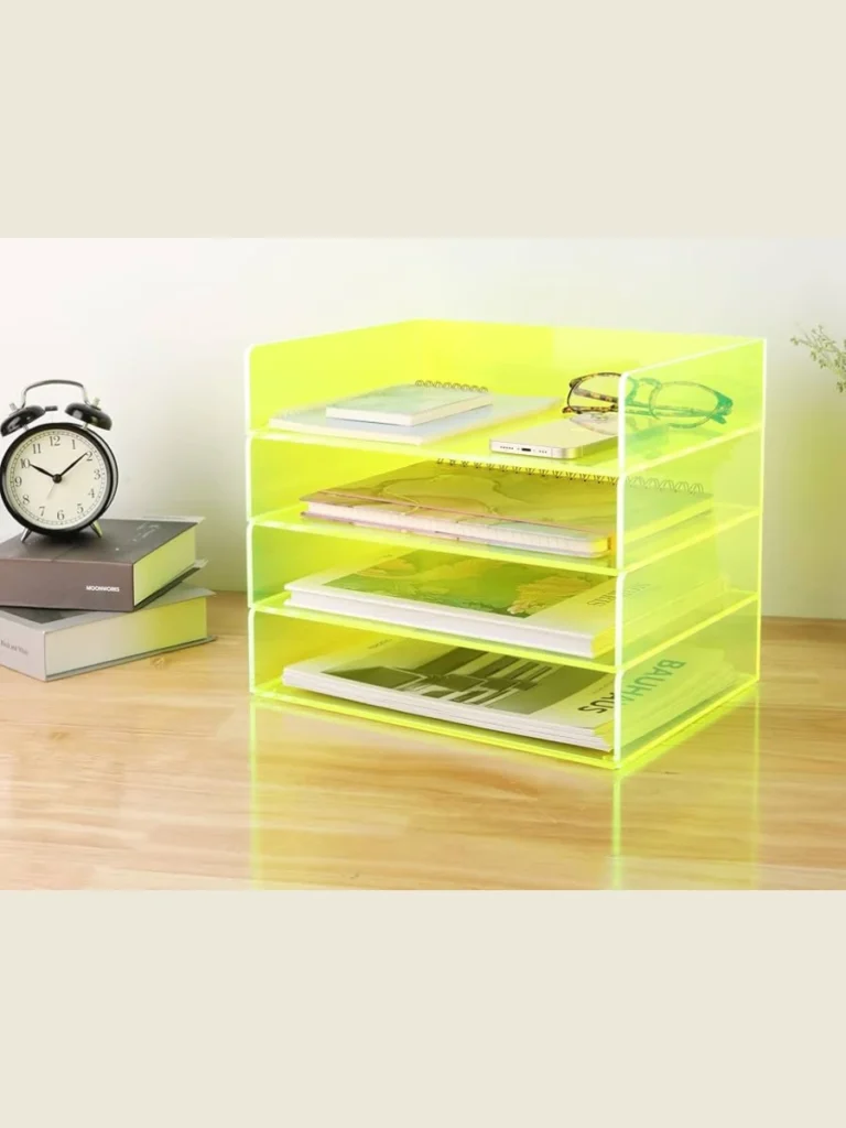 Fluorescent Lime Green Acrylic Desk Organizers