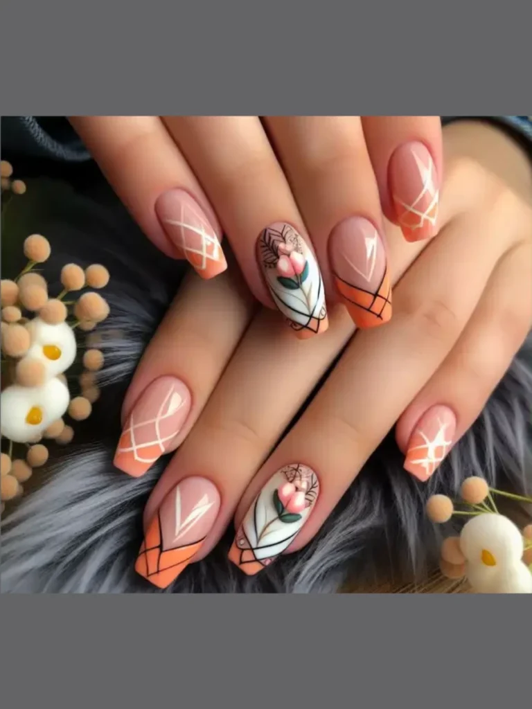 Fluorescent Peach Mousse Geometric Chevrons