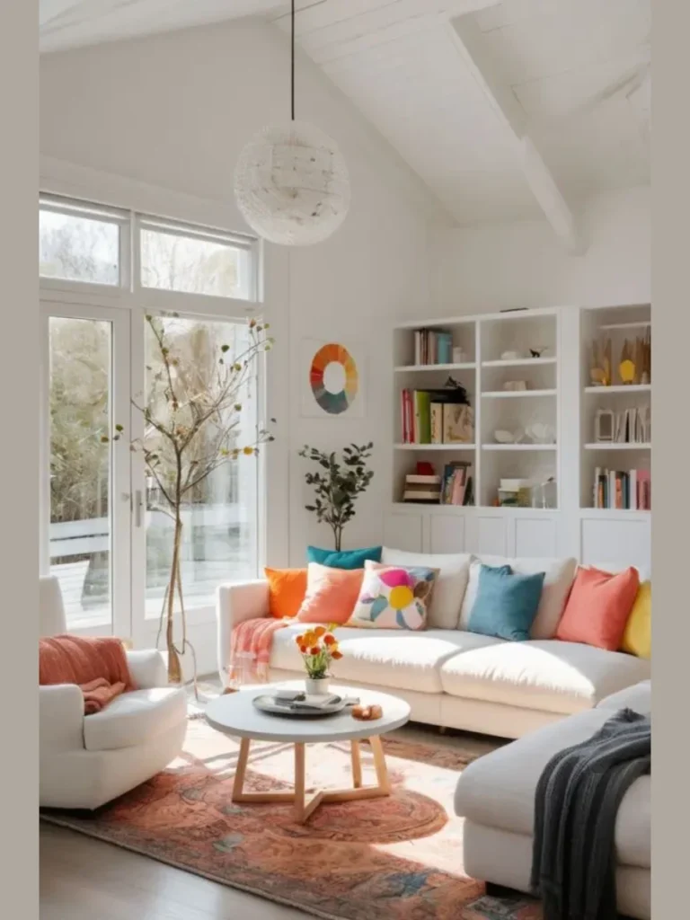Fluorescent Tangerine Geometric Accent Pillows