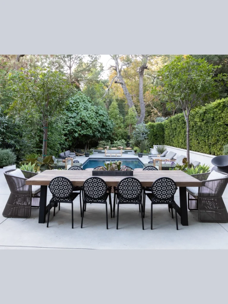 Frame the Dining Table with High Back Woven Resin Wicker Chairs
