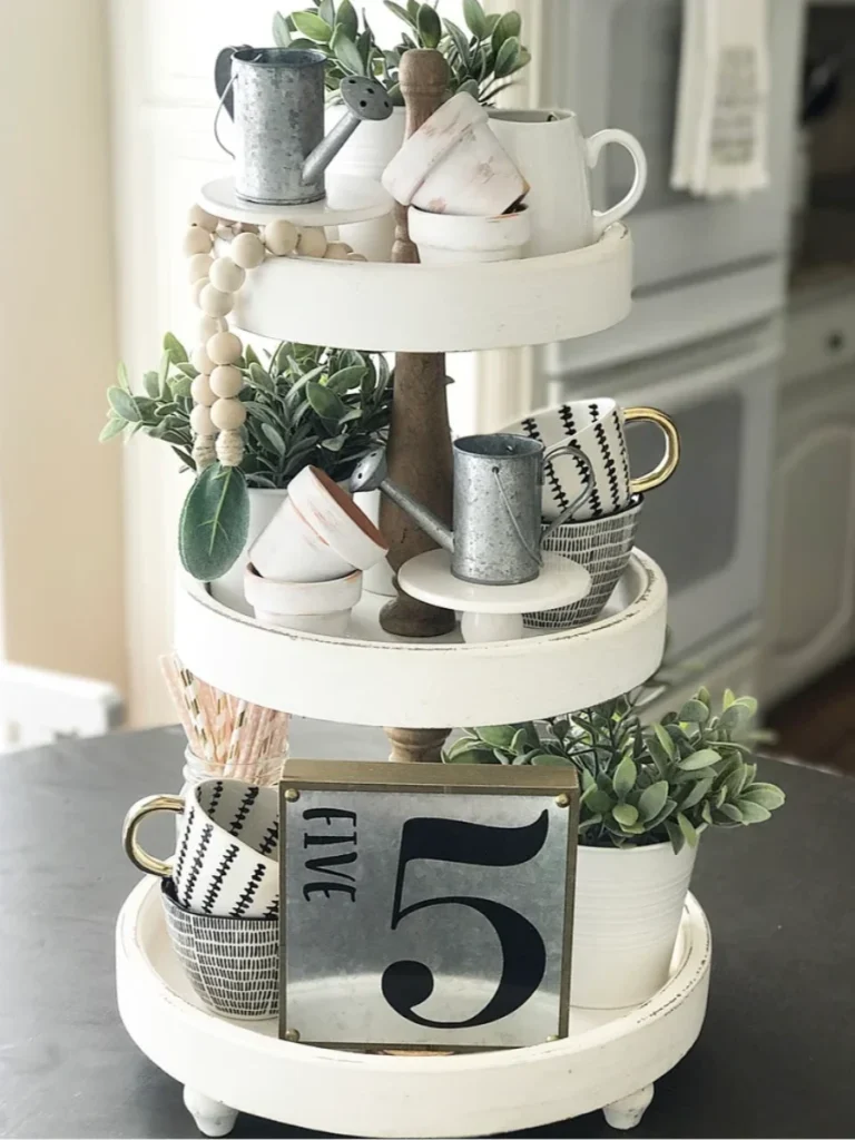 Frame the Tray Stand Base with a Loose Ring of Real Polished River Stones