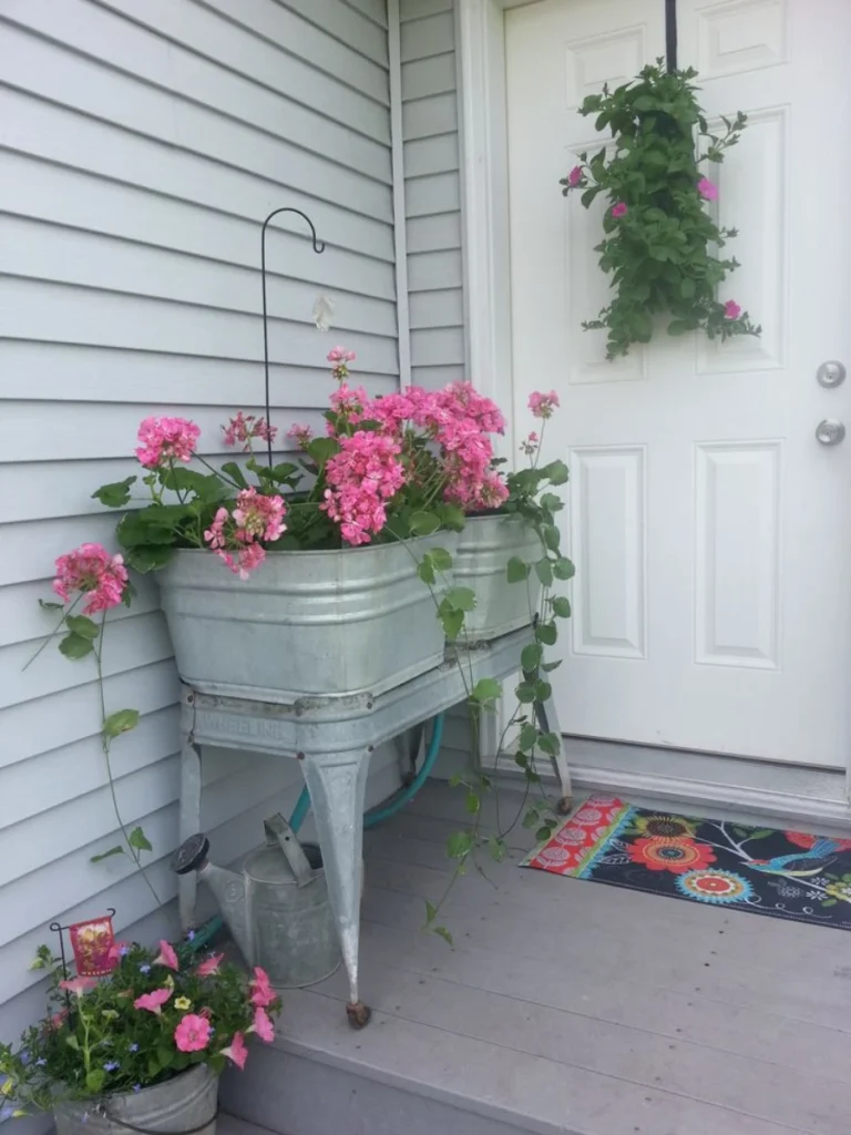 Galvanized Steel Wash Tub Flower Planters