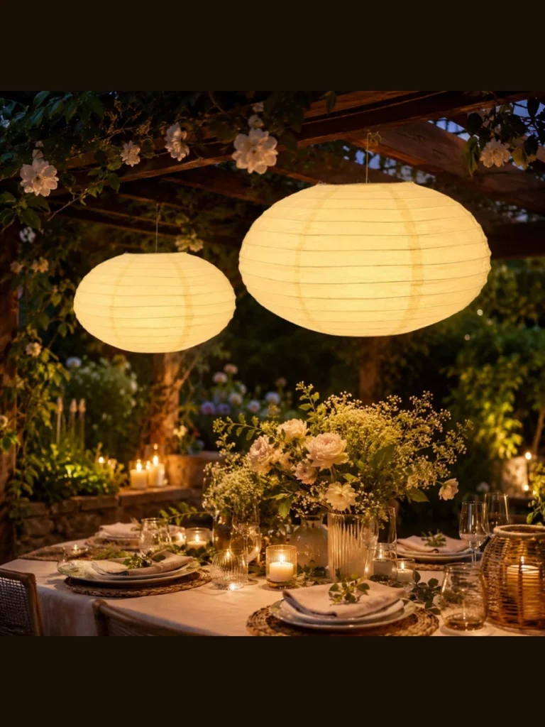 Giant Pleated Paper Lanterns For Classic Tailored Dining