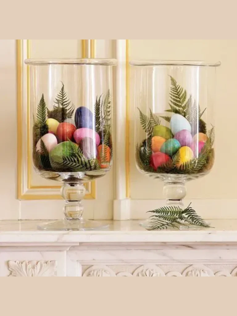 Glass Apothecary Jars with Speckled Malt Eggs