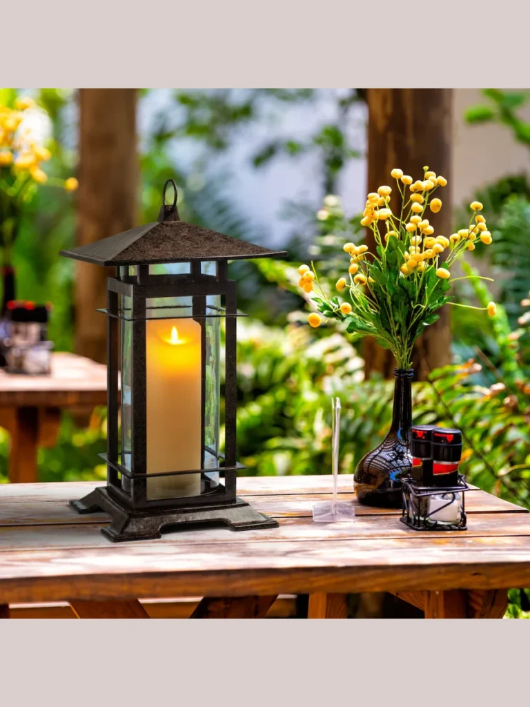 Glass Paneled Dark Metal Hurricane Lanterns