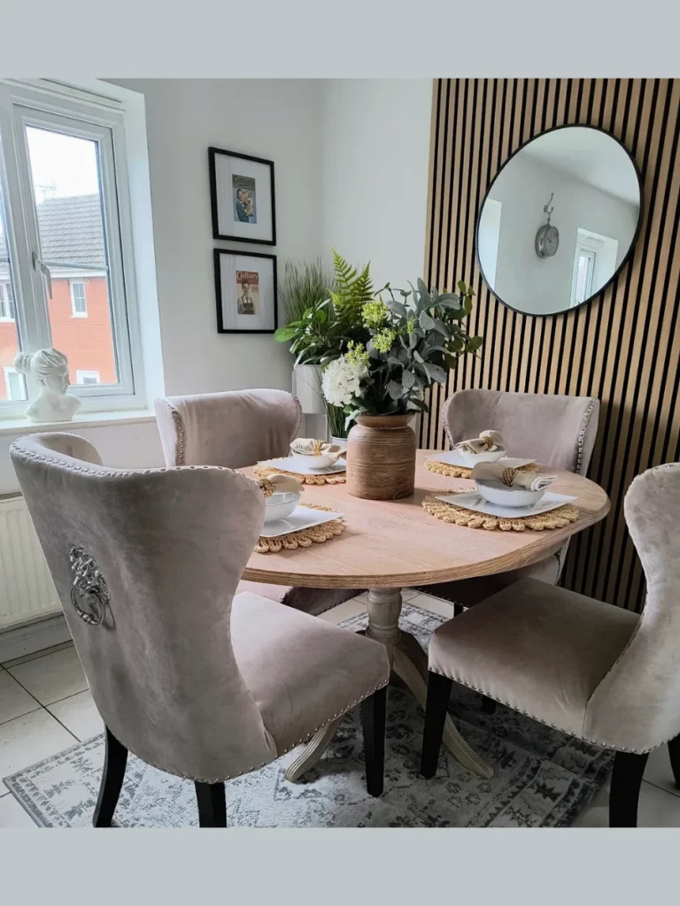 Group Matte Beige Ceramic Vases on Dining Tables