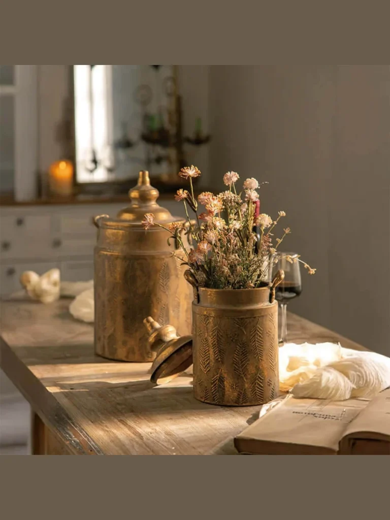 Hammered Antique Brass Storage Canisters