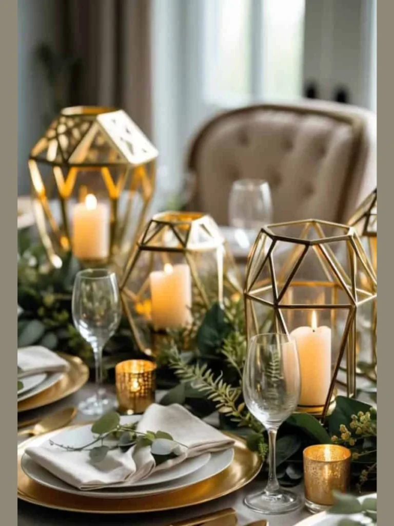 Hammered Gold Serving Trays with Champagne Tower Centers