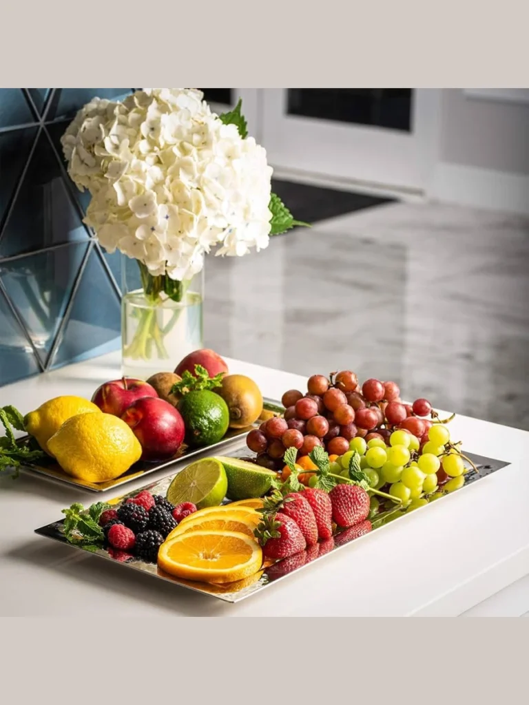 Hammered Silver Platters with Sliced Citrus Cascades