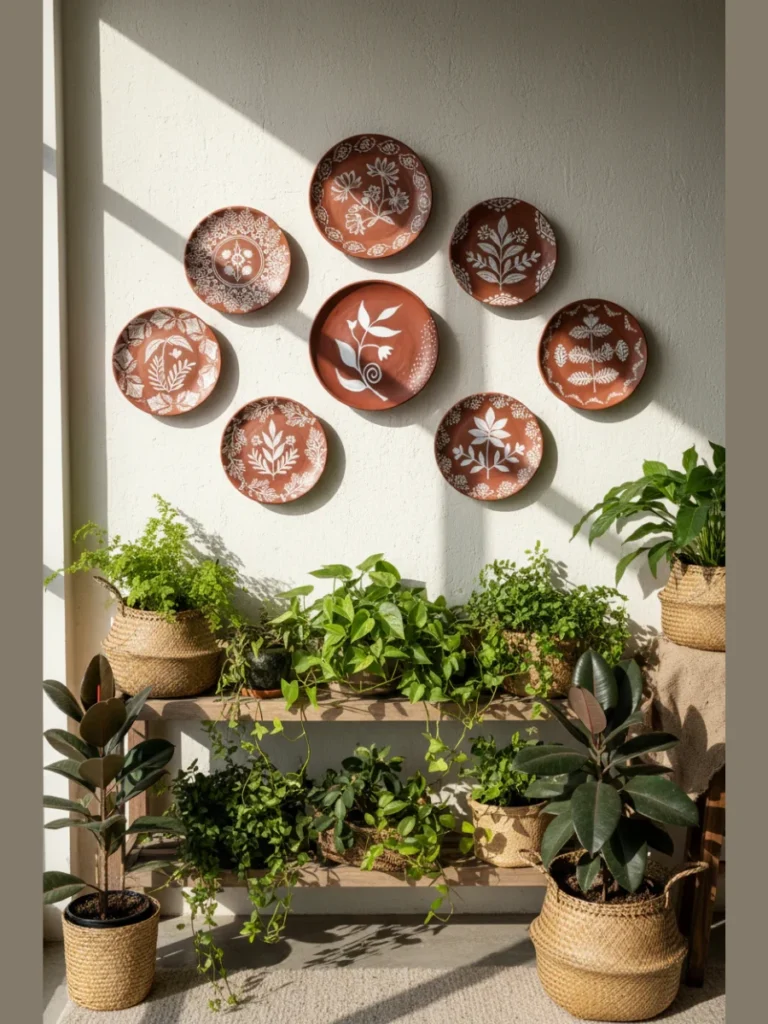Hand Painted Tropical Leaf Ceramic Plates