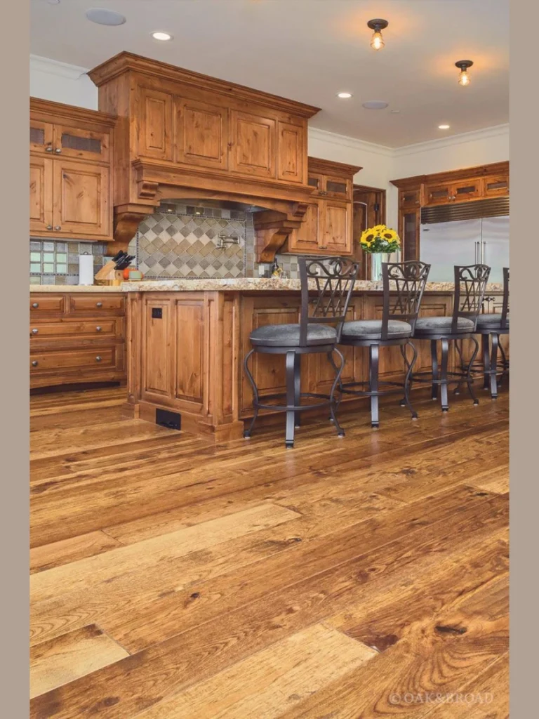 Hand Scraped Rustic Elm Grooves with Heavy Patina