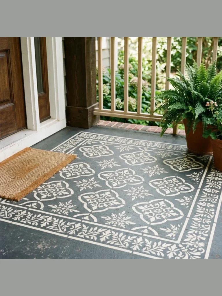 Hand Stenciled Greek Key Frame Borders Porch