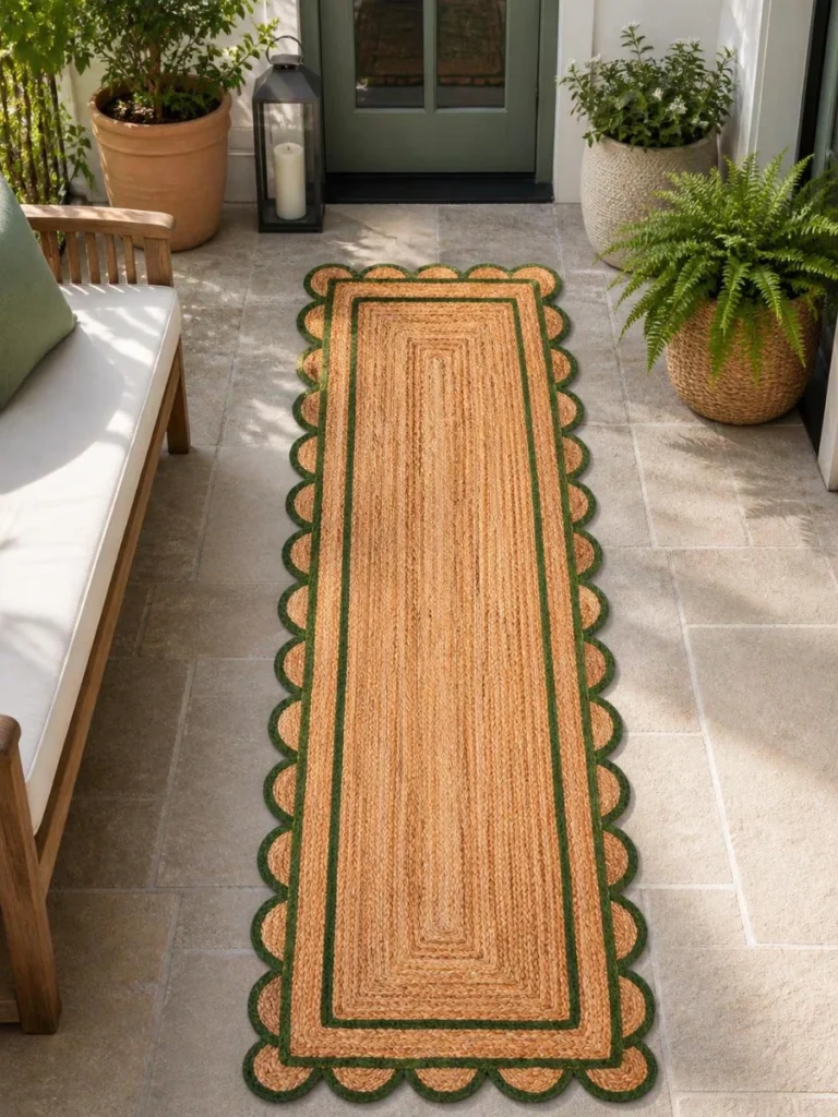 Hand Woven Scalloped Jute Area Rugs