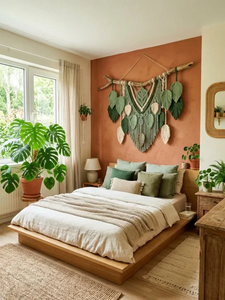 Hang a Colorful Woven Macrame Statement Piece Over Bed Heads