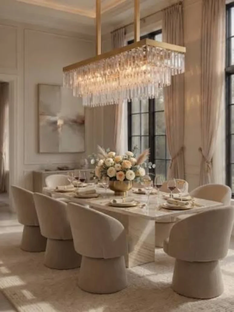 Hanging Blossom Chandeliers Above Plates