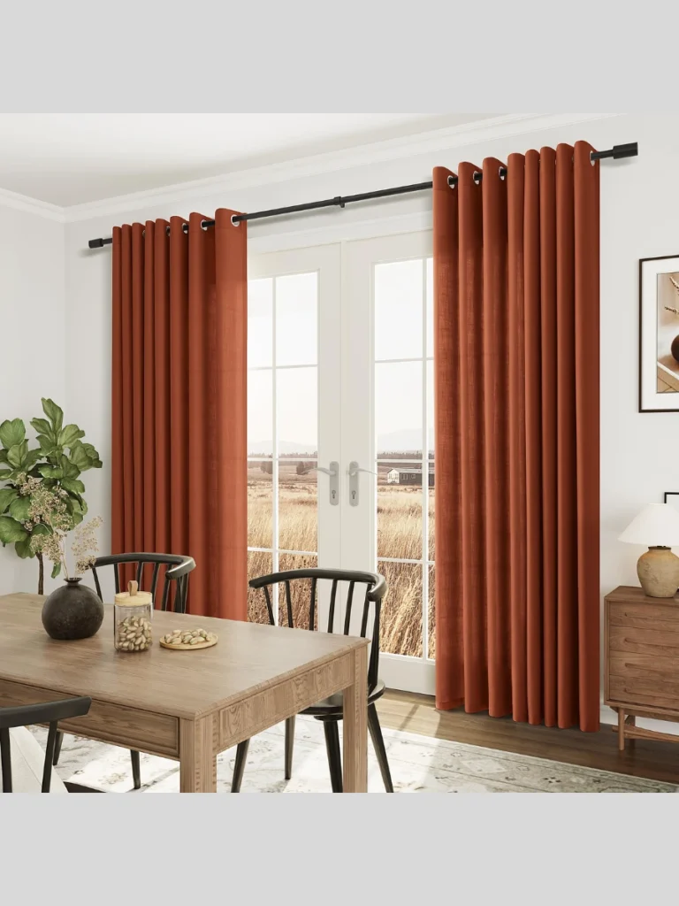 Heavy Linen Burnt Amber Window Curtains