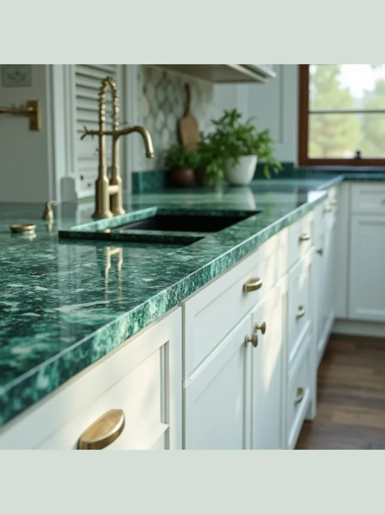 Heavy Monolithic Dark Green Quartzite Worktops
