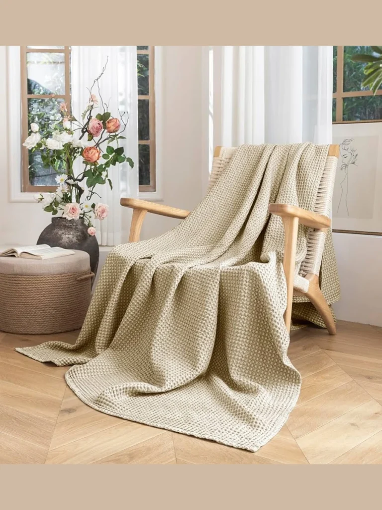 Heavy Woven Cotton Oatmeal Waffle Blankets