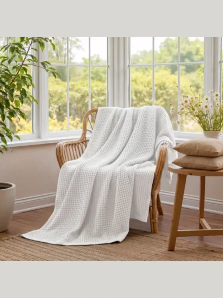Heavy Woven Cotton Oatmeal Waffle Blankets