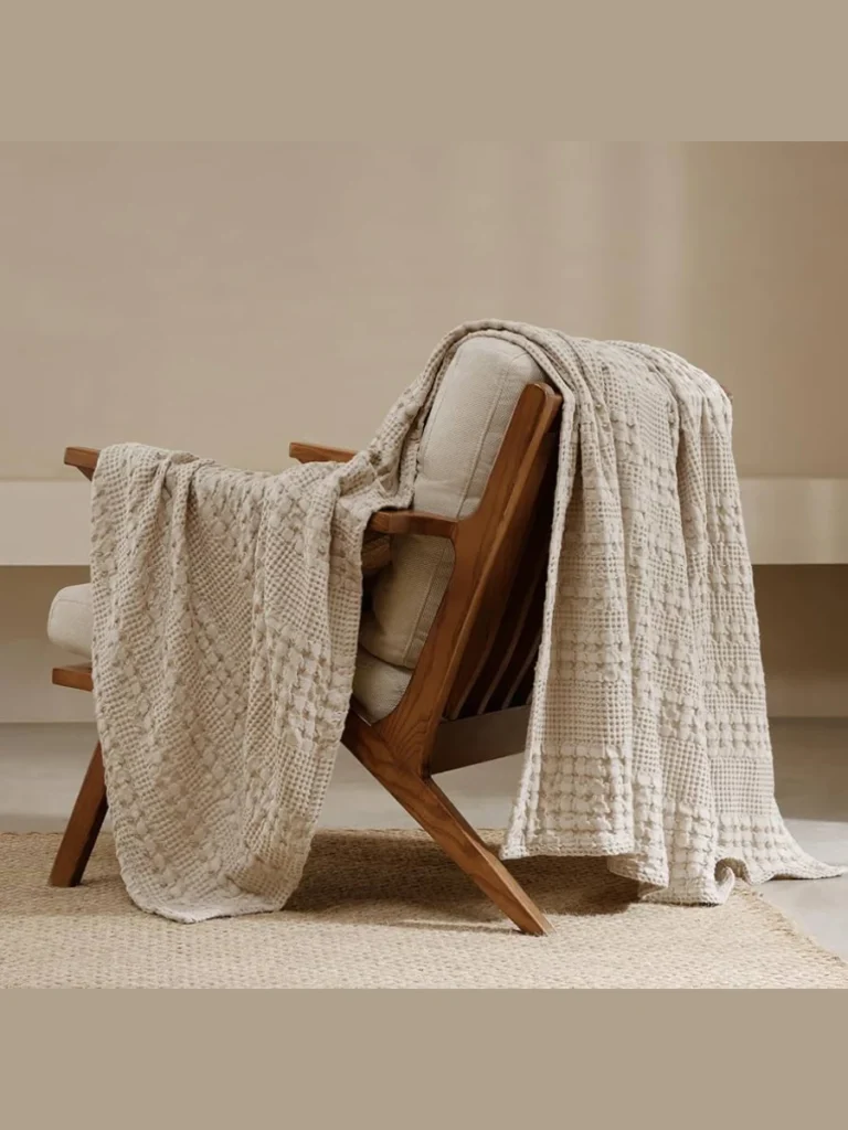 Heavy Woven Cotton Oatmeal Waffle Blankets