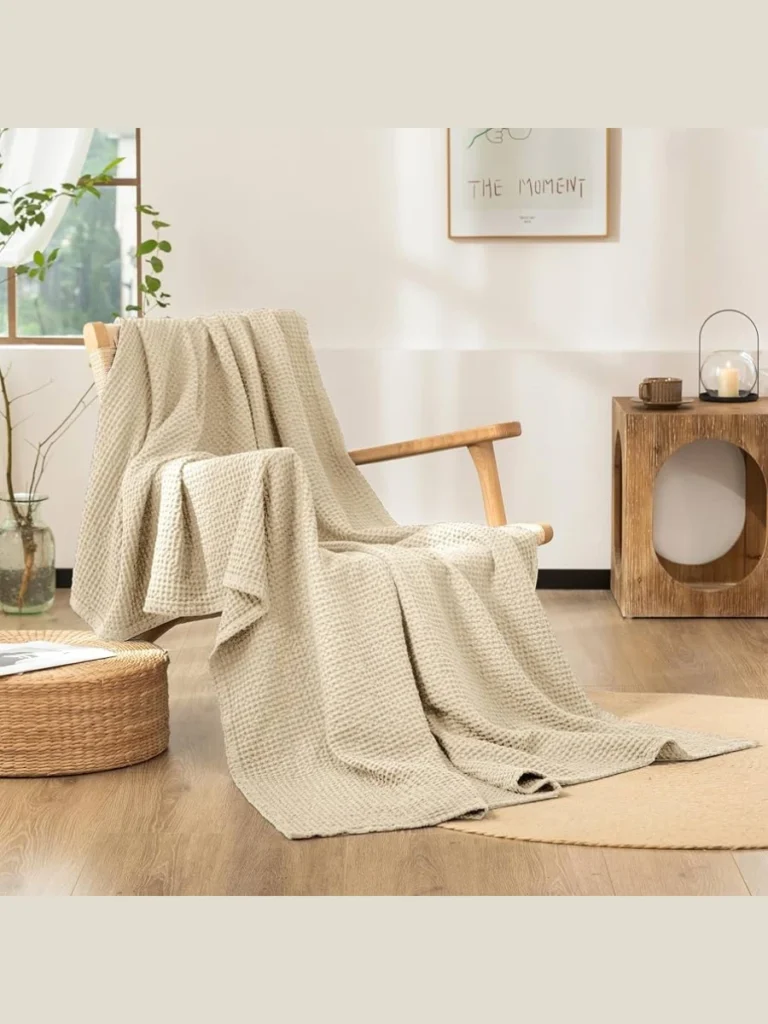 Heavy Woven Cotton Oatmeal Waffle Blankets