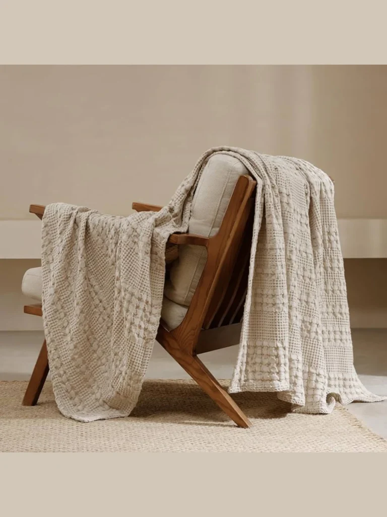 Heavy Woven Cotton Oatmeal Waffle Blankets