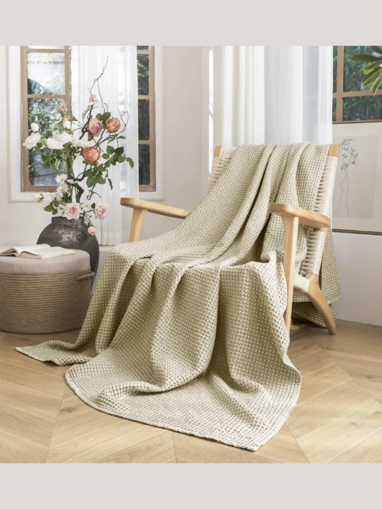 Heavy Woven Cotton Oatmeal Waffle Blankets