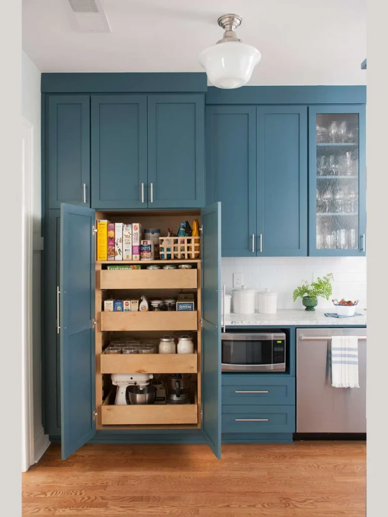Hidden Lift Up Appliance Shelves in Base Units
