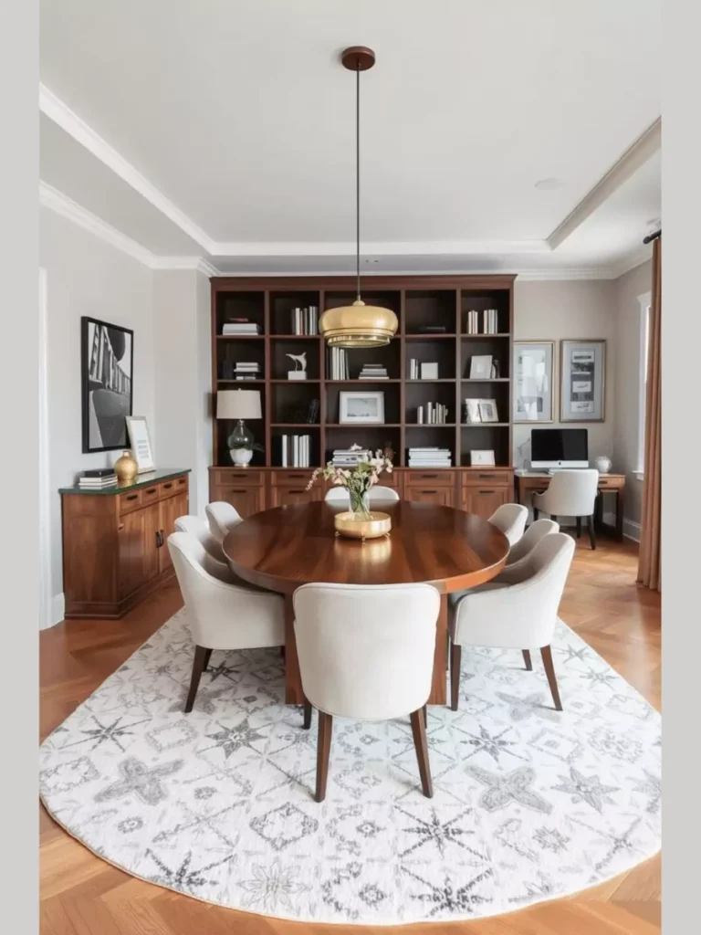 Hideaway Roll Top Desks Positioned Behind Casual Bistro Tables Dining Room Cloffices
