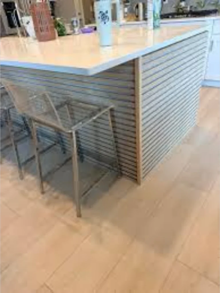 Horizontal Band Metal Collars Breaking Vertical Slats