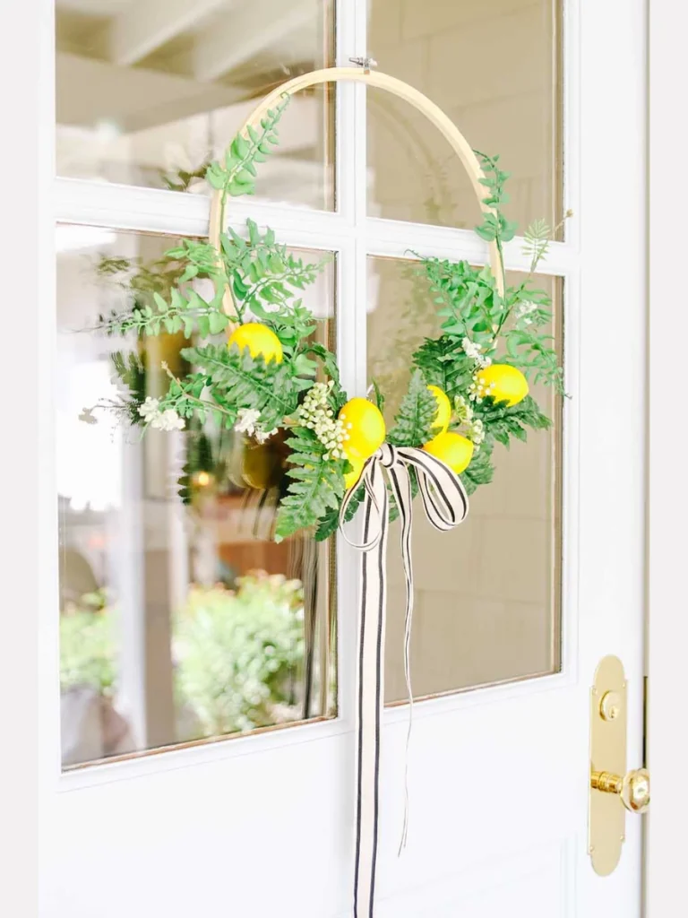 Hot Glue Real Looking Faux Lemon Slices Onto a Flat Wire Hoop Frame