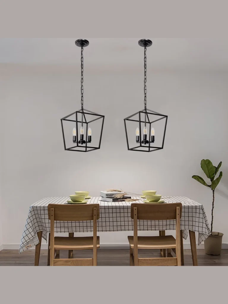 Industrial Black Cage Guarded Dimpled Lantern Pendants