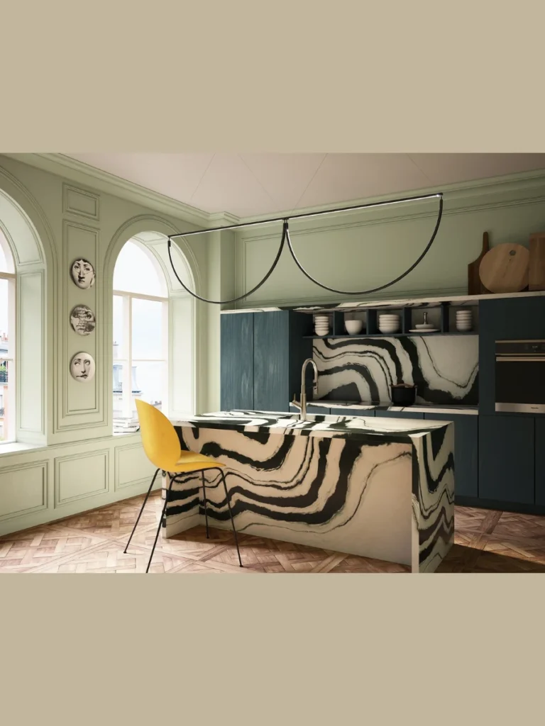 Ink Smeared Panda White Marble Countertops