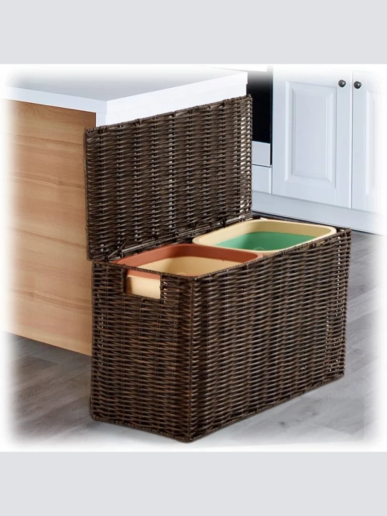 Install a Dual Compartment Woven Resin Wicker Waste Bin Nearby