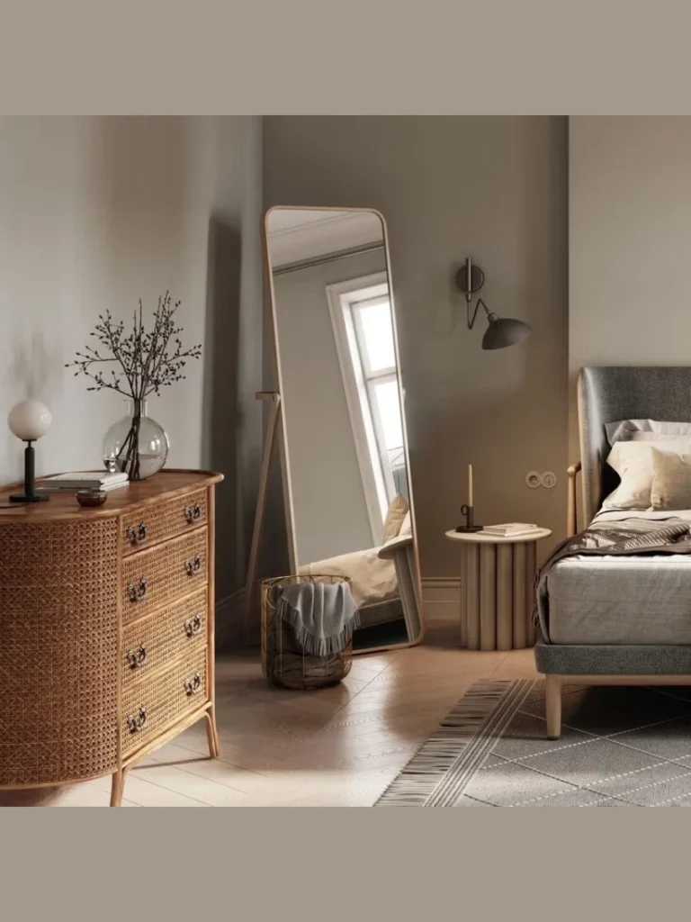 Large Freestanding Floor Mirrors Leaned Against Side Walls