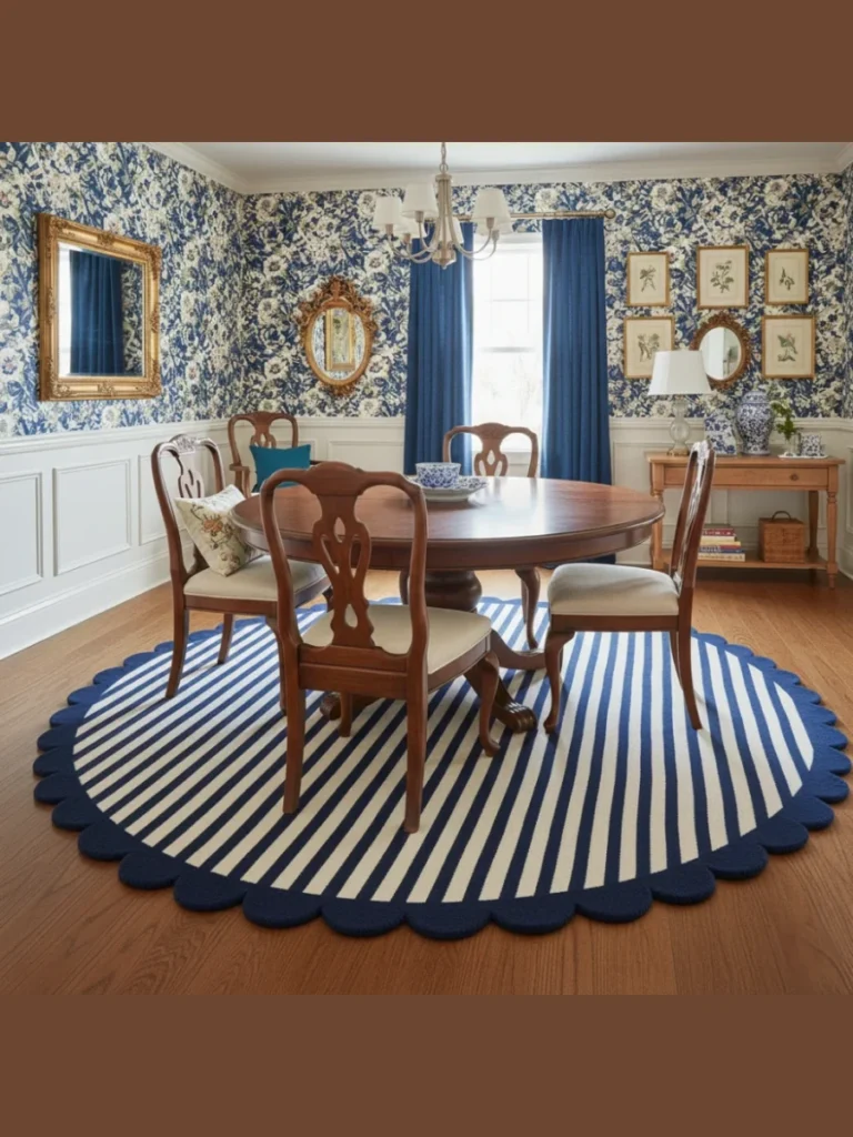 Large Hand Tufted Scalloped Area Rugs