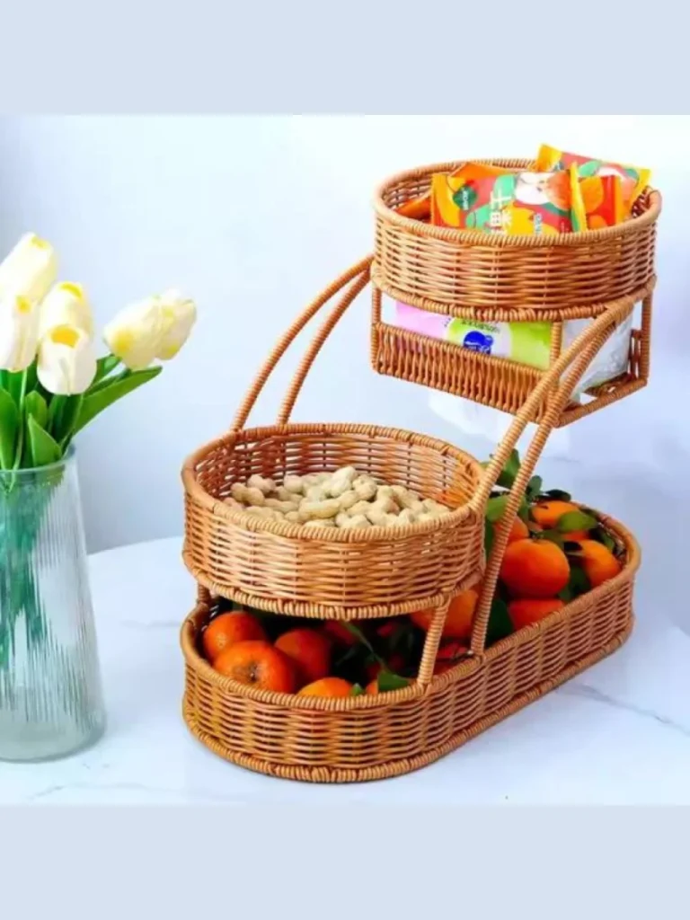 Large Woven Rattan Everyday Storage Fruit Trays