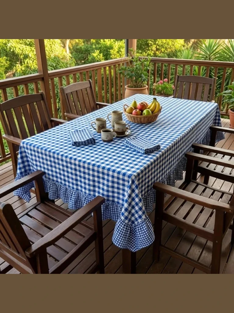 Lay Down a Classic Navy Gingham Checked Cotton Table Runner
