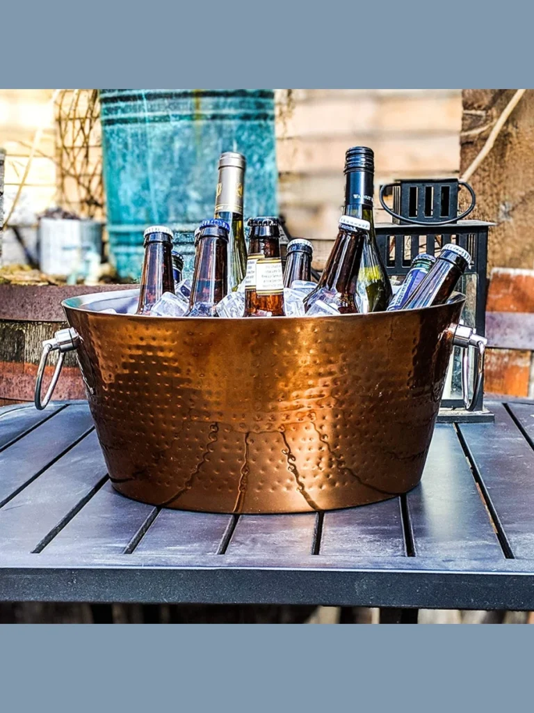 Layer An Insulated Copper Tub Filled with Ice on Side Stools