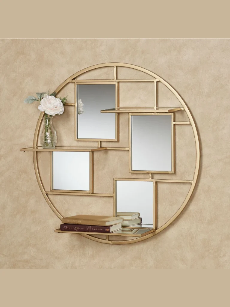 Layer a Round Framed Gold Circle Mirror Behind an Ivory Ceramic Bud Vase Cluster