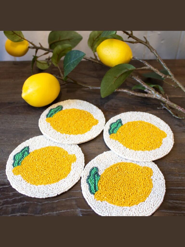 Lemon Patterned Paper Coaster Packs