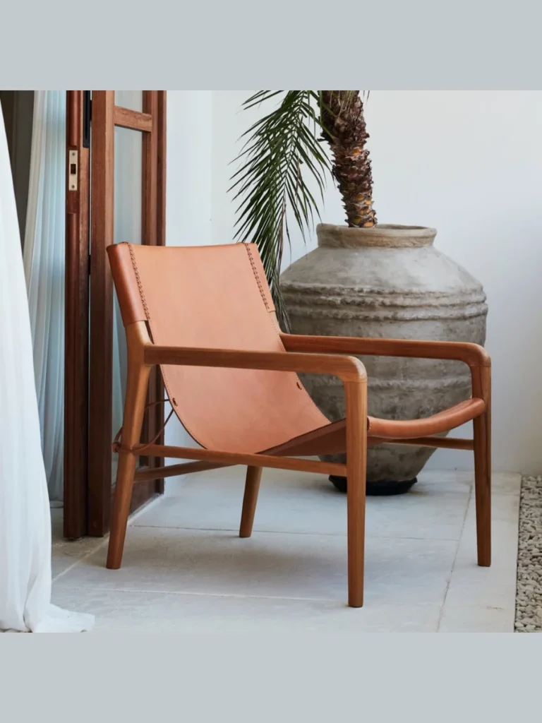 Light Tan Leather Sling Chairs
