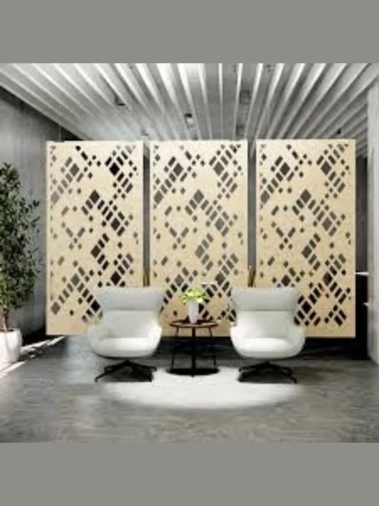 Lightweight Felt Acoustic Wall Panels Arranged in Geometric Art Grids