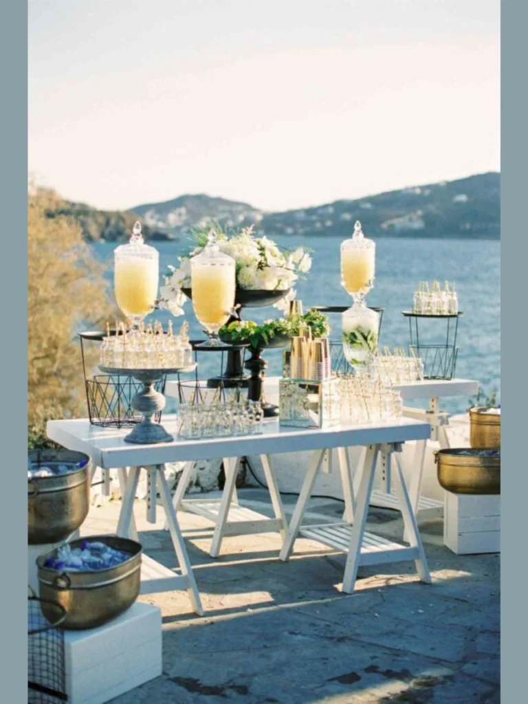 Line Table Edges with Solar Powered Crackle Glass Globes