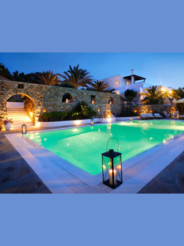 Line the Water Perimeter with Heavy Stone Solar Lanterns