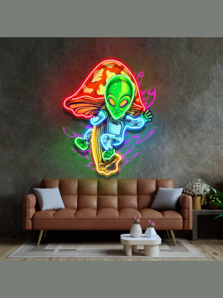 Liquid Silver Chrome Neon Alien Canvas Prints