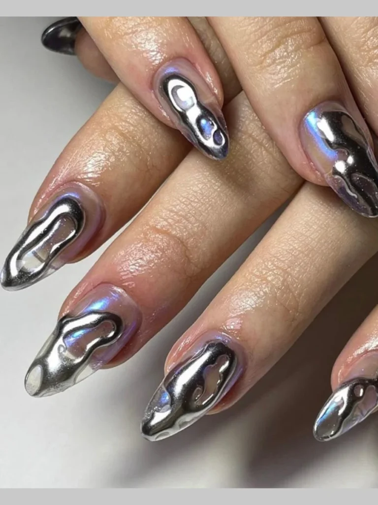 Liquid Silver Melted Pastel Orbits