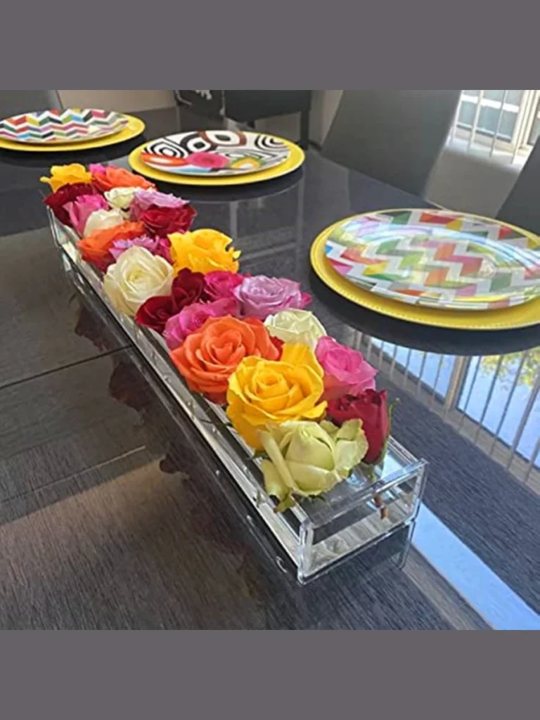 Long Acrylic Flower Boxes with Tightly Packed Rose Heads
