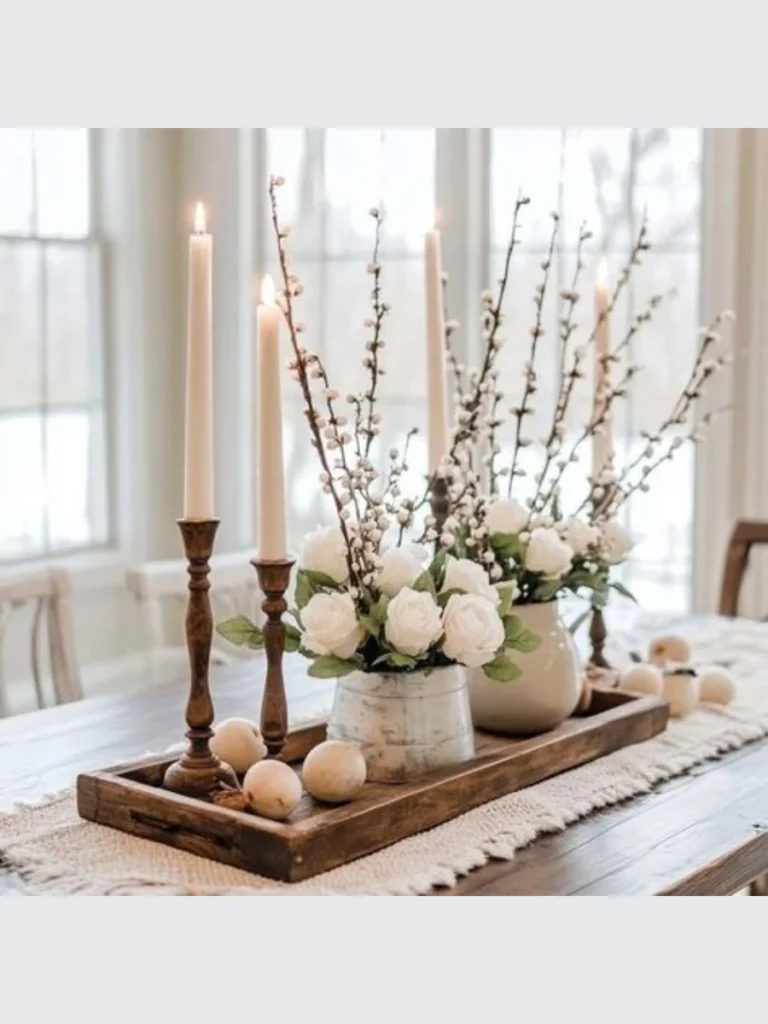 Long White Wooden Trough Floral Strips
