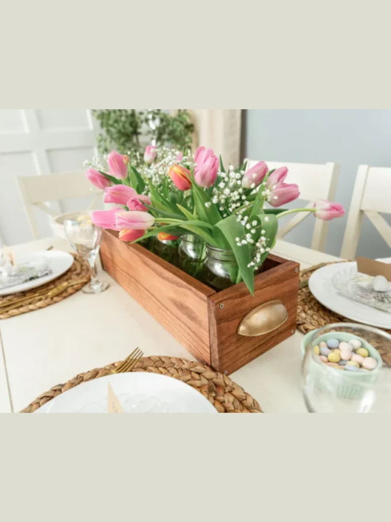 Long Wooden Planter Box Tulip Strips